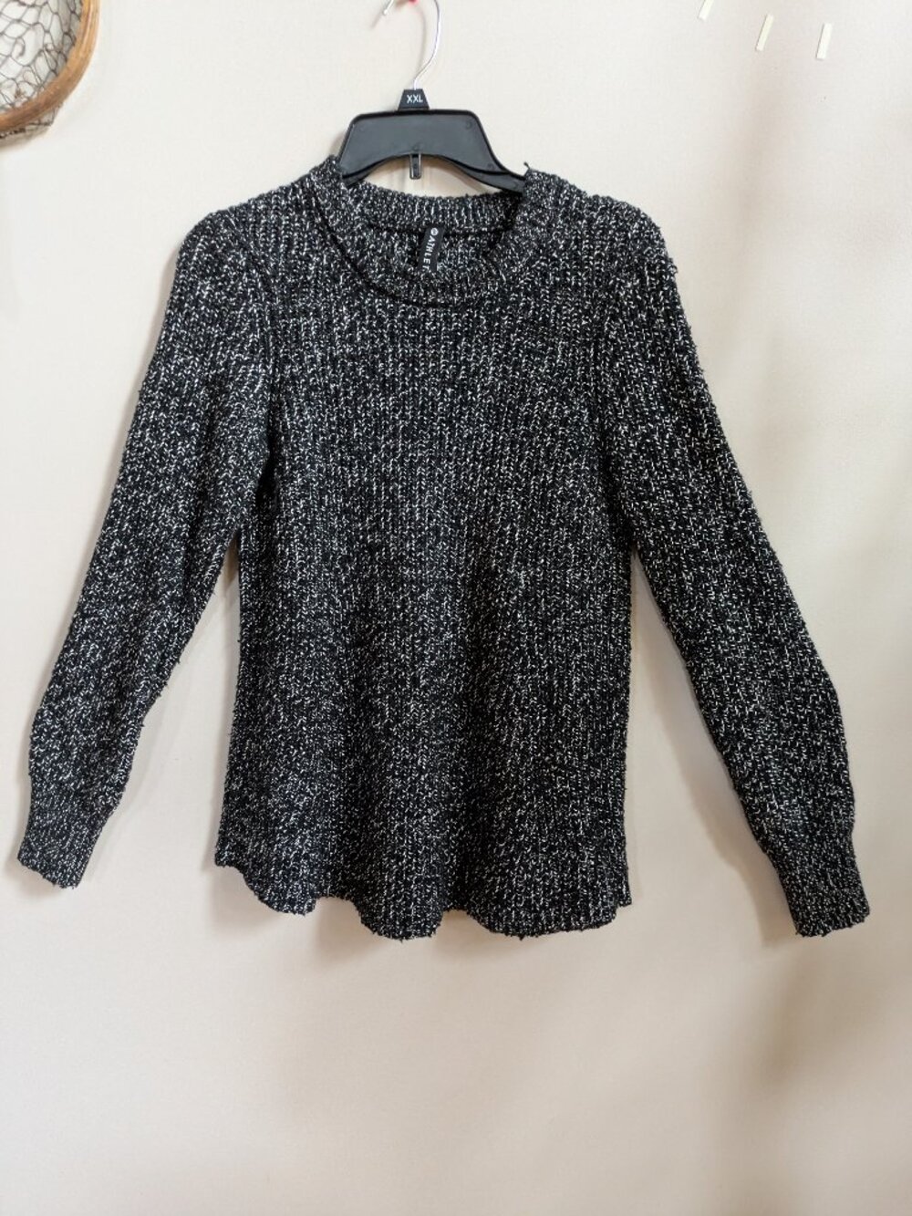 Athleta Womens Black White Marled Wool Blend Crew Neck Sweater Size M #469